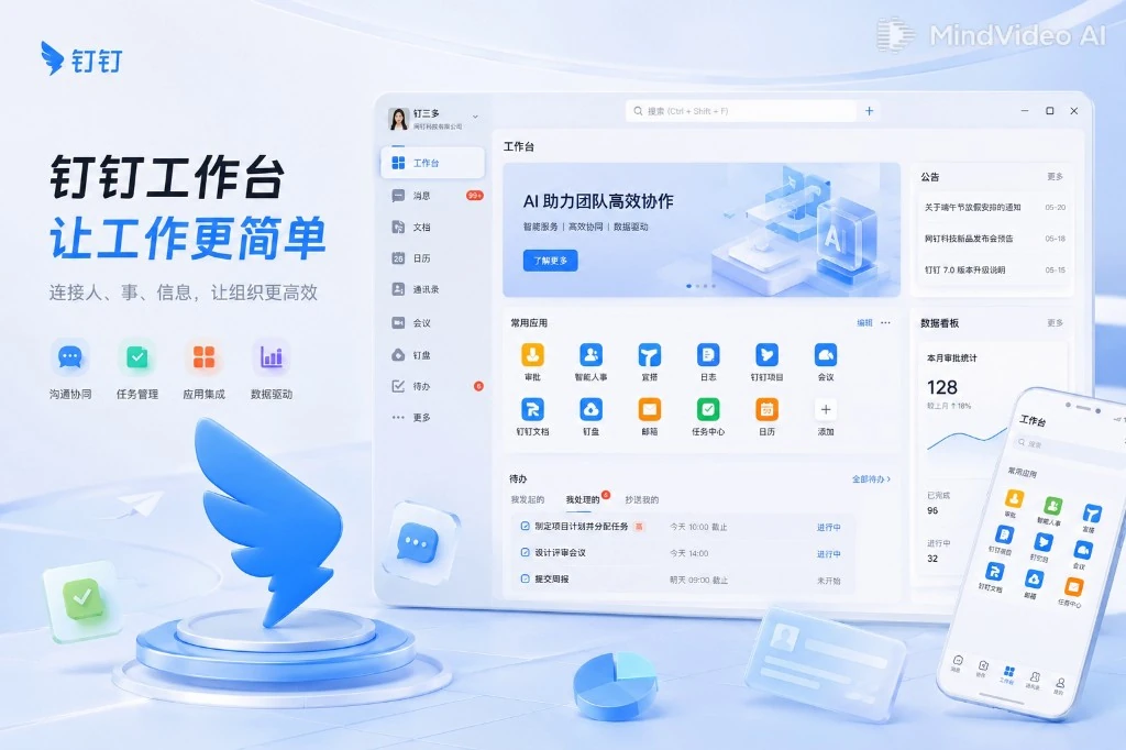 钉钉在线审批多端协同流转工作台全景实景界面